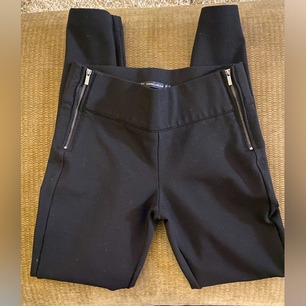 Zara Black Stretch Skinny Pants with Side Zippers - Size M